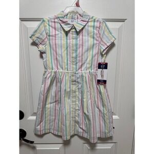 Gap kids collared short sleeve pastel colored button up lined dress 7/8